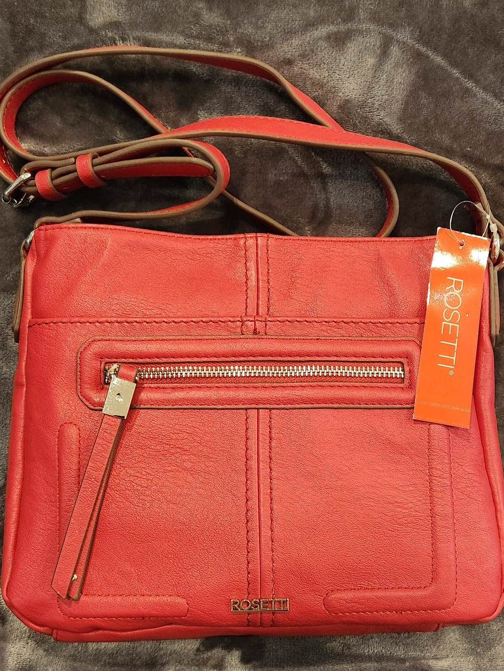 Rosetti Red Leather Crossbody with Front Zip and Tassel - Picture 7 of 7